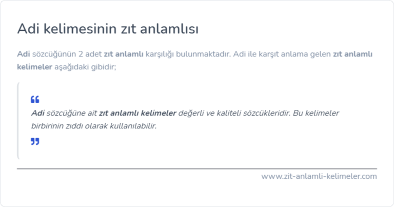 Adi kelimesinin zıt anlamı