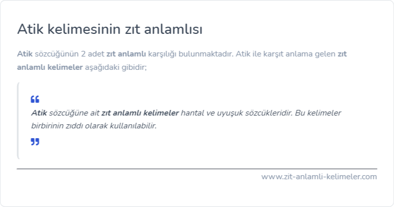 Atik zıt anlamı nedir?