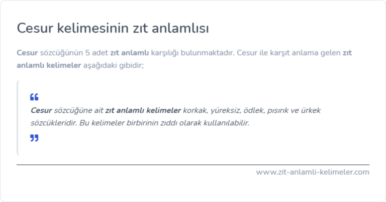 Cesur zıt anlamı ne?