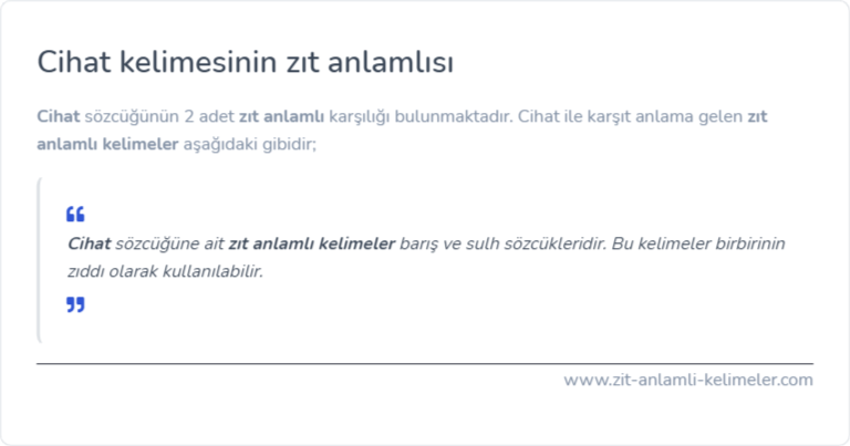 Cihat kelimesinin zıt anlamı nedir?