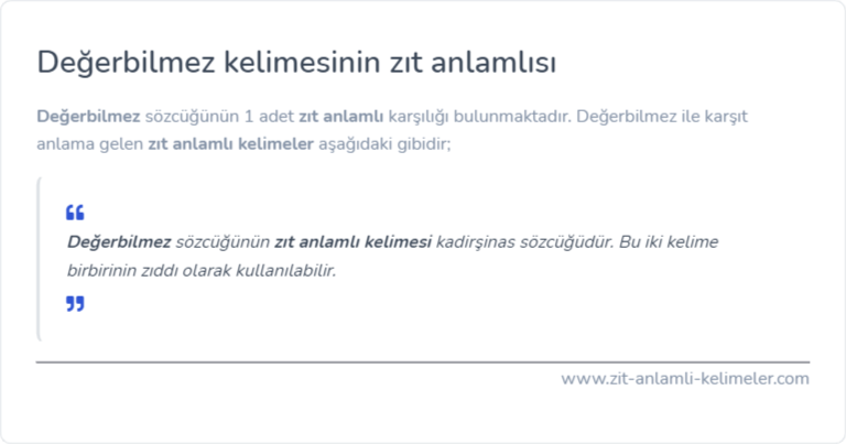 Değerbilmez zıt anlamı nedir?