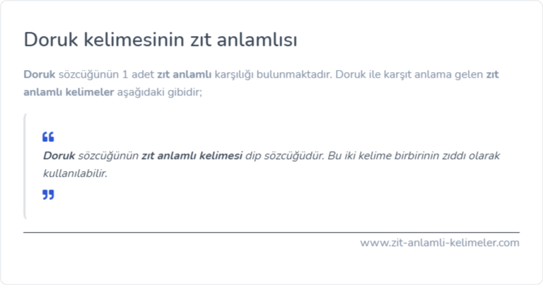 Doruk kelimesinin zıt anlamı