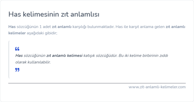 Has kelimesinin zıt anlamı nedir?