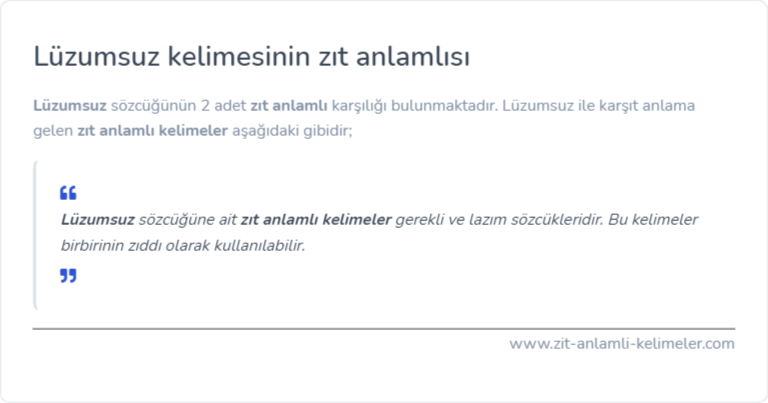 Lüzumsuz zıt anlamı nedir?