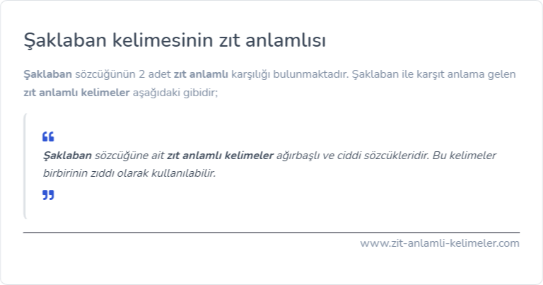 Şaklaban zıt anlamı ne?